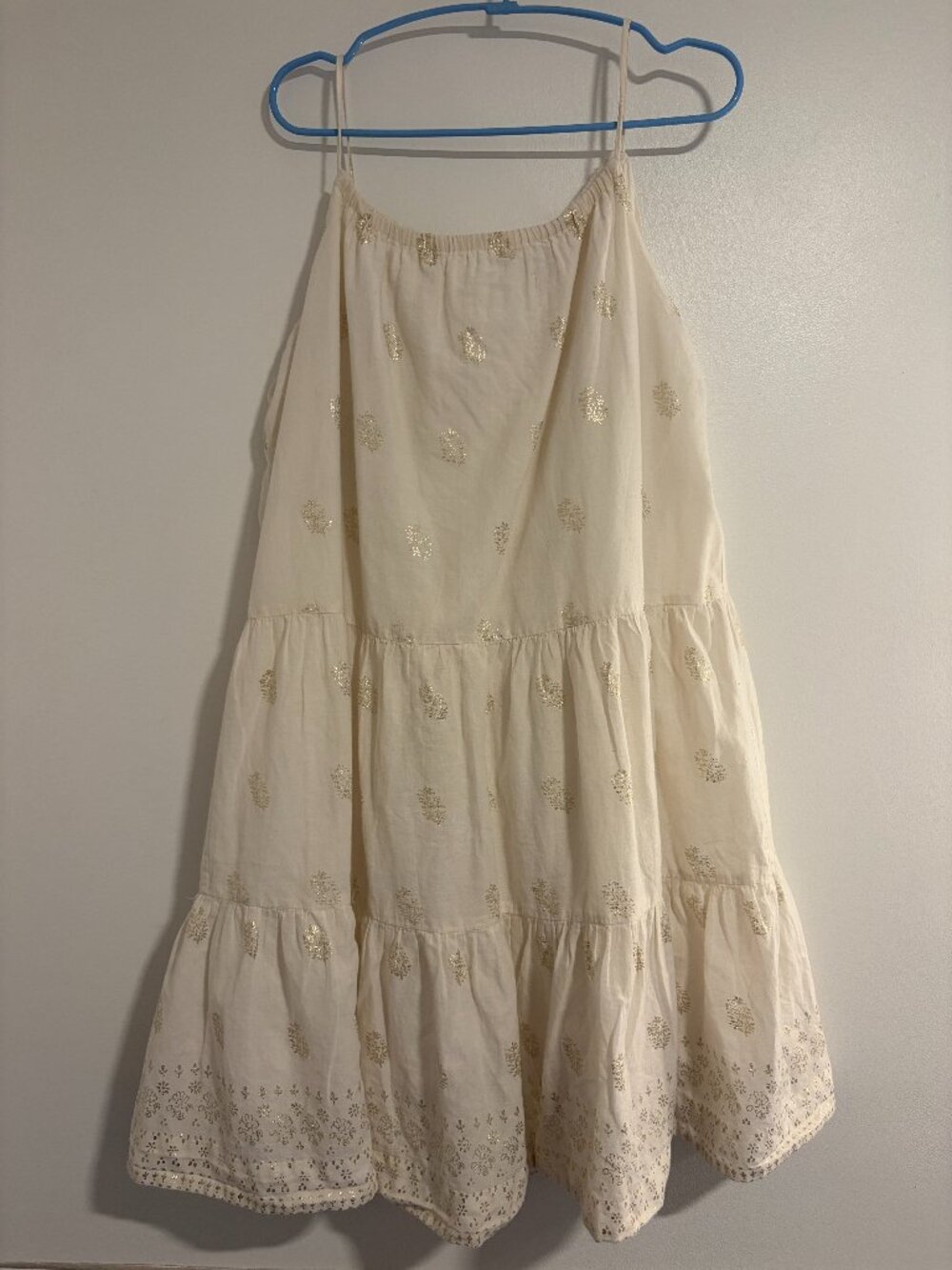 Bonpoint tiered dress with gold highlights size 6